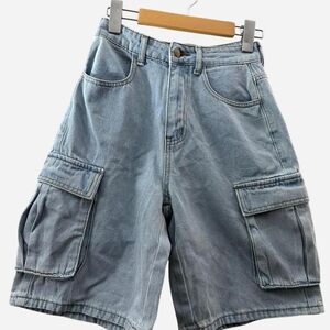 Light Blue Cargo Denim Shorts